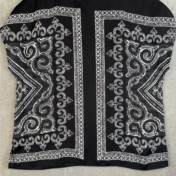 Talbots black and white blouse size L preowned - Picture 5 of 6